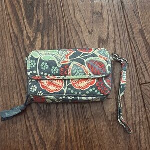 Vera Bradley Red and Blue Wristlet Clutch Vibrant Design